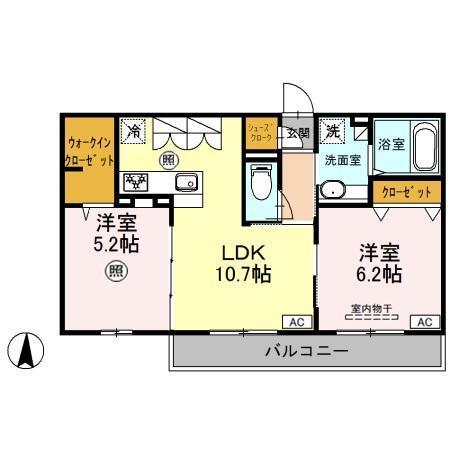 ﾛｲｼﾞｪﾝﾄﾊﾟｰｸｽ ﾚｲｸﾀｳﾝ Ⅲ　Ｋ（308） 間取り図画像