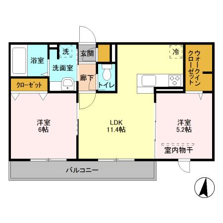 ﾛｲｼﾞｪﾝﾄﾊﾟｰｸｽ ﾚｲｸﾀｳﾝ Ⅲ　Ａ（302） 間取り図画像