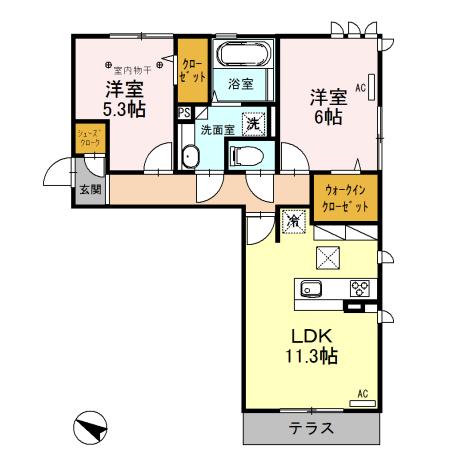 ﾛｲｼﾞｪﾝﾄﾊﾟｰｸｽ ﾚｲｸﾀｳﾝ Ⅱ　Ｍ（101） 間取り図画像