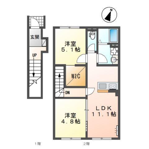 越谷市千間台西５丁目アパート新築工事 間取り図画像