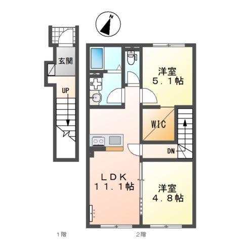 越谷市千間台西５丁目アパート新築工事 間取り図画像