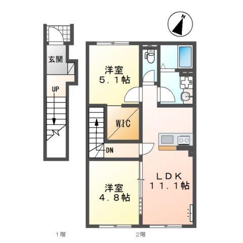 越谷市千間台西５丁目アパート新築工事 間取り図画像