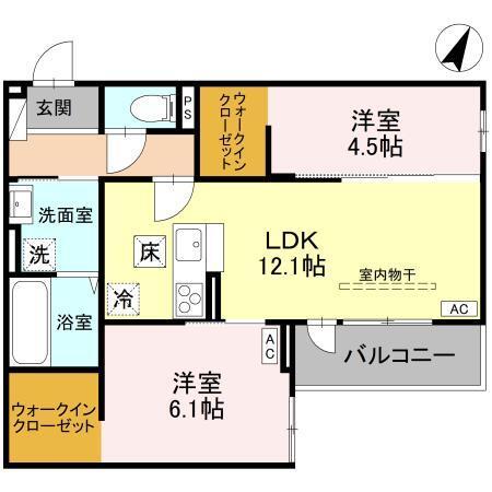 (仮称)D-ROOM大房PJ　A棟（102） 間取り図画像