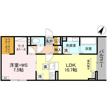 (仮称)D-ROOM大房PJ　C棟（101） 間取り図画像