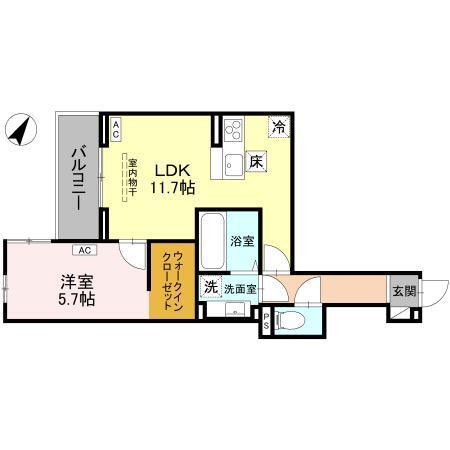 (仮称)D-ROOM大房PJ　C棟（103） 間取り図画像