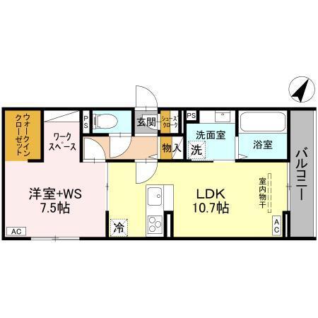 (仮称)D-ROOM大房PJ　C棟（201） 間取り図画像
