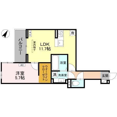 (仮称)D-ROOM大房PJ　C棟（203） 間取り図画像