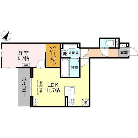 (仮称)D-ROOM大房PJ　C棟（202） 間取り図画像