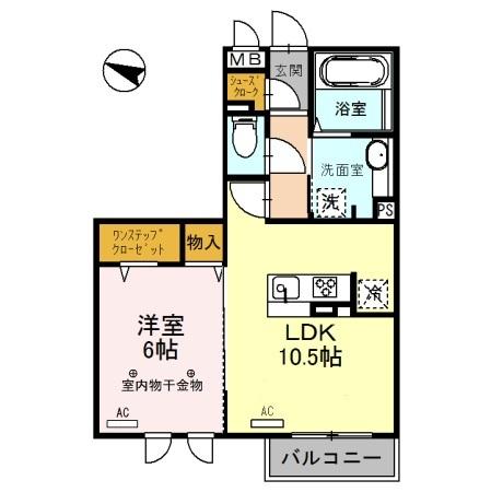 ﾛｲｼﾞｪﾝﾄﾊﾟｰｸｽ ﾚｲｸﾀｳﾝ　Ｄ（202） 間取り図画像
