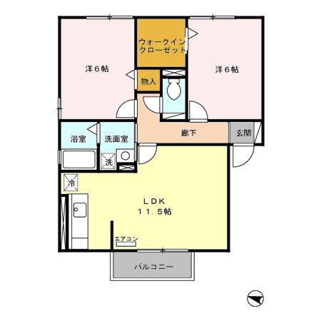 クレールコート八橋（201） 間取り図画像
