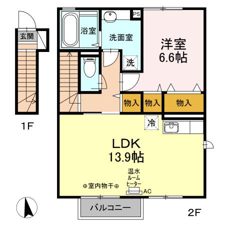 メルヴェーユキャトルセゾン　Ｃ（201） 間取り図画像