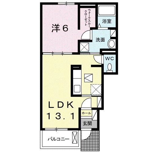 Ｈｅａｒｔ未来　政枝　Ｂ（102） 間取り図画像
