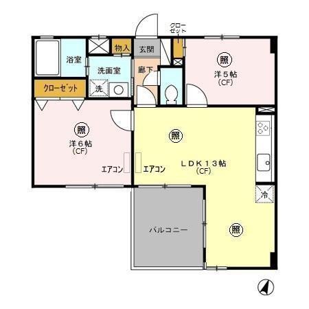 ソレイユ上町（202） 間取り図画像