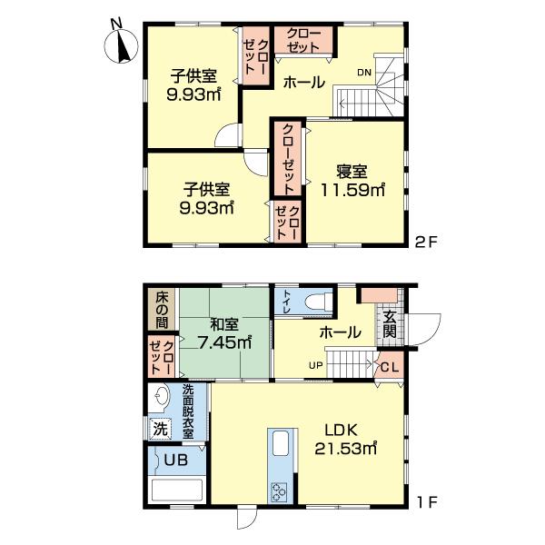 黒石市追子野木１丁目・中古住宅 間取り図画像