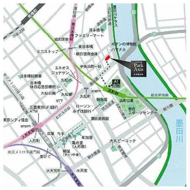 パークアクシス日本橋浜町（306） 地形図・案内図