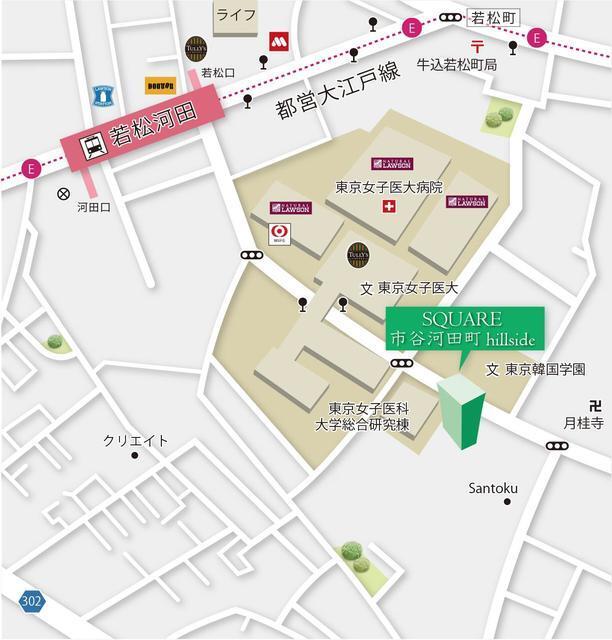 ＳＱＵＡＲＥ市谷河田町ｈｉｌｌｓｉｄｅ（101） 地形図・案内図