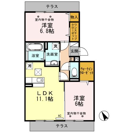 セゾン・クレール　Ⅱ棟（102） 間取り図画像