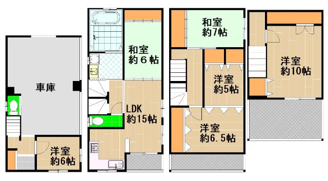 高殿７丁目貸家 間取り図画像
