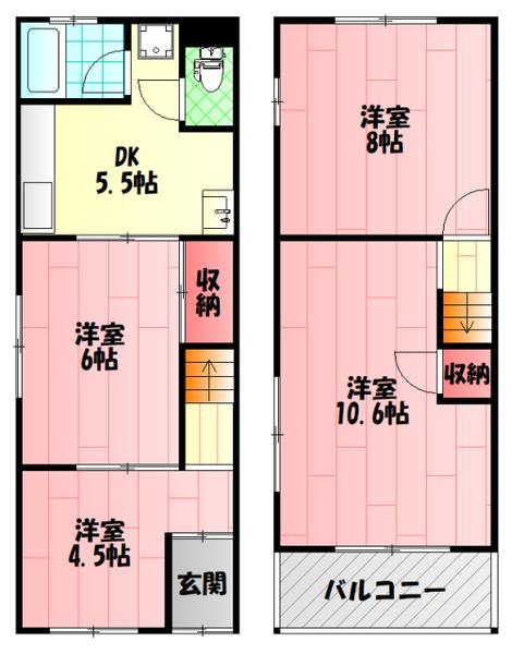 守口市梶町テラスハウス 間取り図画像