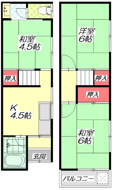 門真市垣内町テラスハウス 間取り図画像