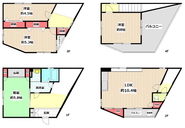 門真市本町一戸建 間取り図画像