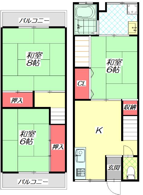 守口市佐太中町テラスハウス 間取り図画像