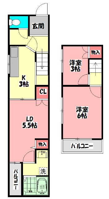 守口市高瀬町テラスハウス 間取り図画像