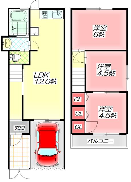 守口市梶町一戸建 間取り図画像