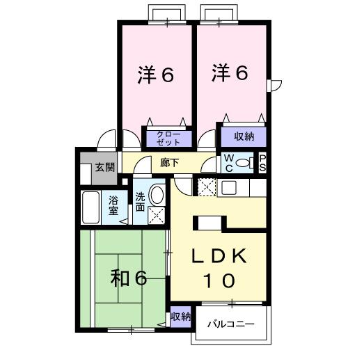 ヴィラアンソレイエ（201） 間取り図画像