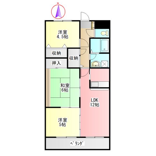 グランツ杉山Ⅲ（5B） 間取り図画像