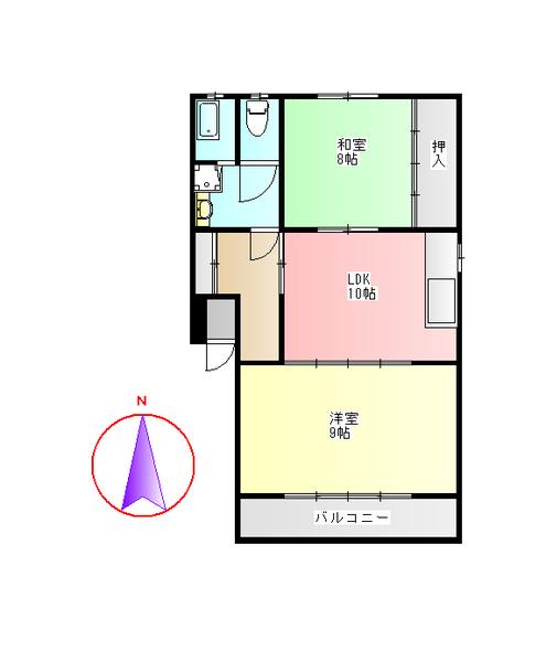 ウエステージⅠ（2C） 間取り図画像