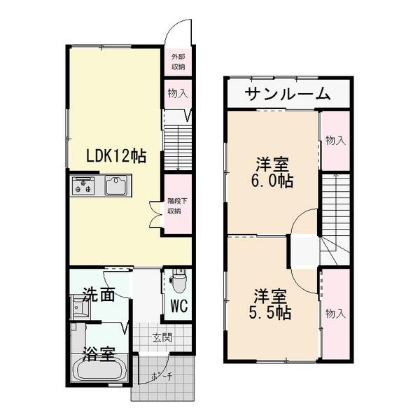 ファイン朝菜町Ａ棟（2） 間取り図画像