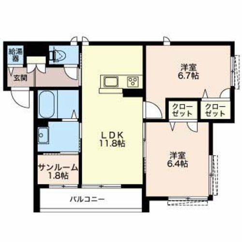 ヴィアソーレ（102） 間取り図画像