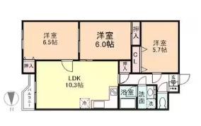 リヴァハイツ二口Ⅰ（302） 間取り図画像