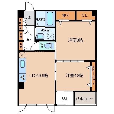 シャトー安野屋（402） 間取り図画像