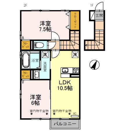 D-room利田　A棟（206） 間取り図画像