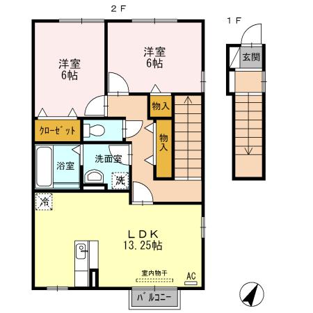 ブランズ開　A棟（201） 間取り図画像