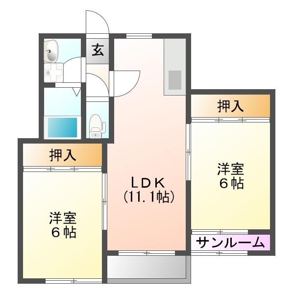 エクセレント福乃宮（303） 間取り図画像