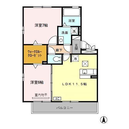 ウエスト ミエール　Ａ（101） 間取り図画像