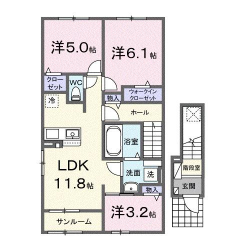ヒカルサ金沢畝田東Ⅱ（201） 間取り図画像