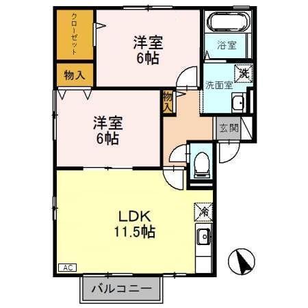 アヴェニール ガーデン　Ｄ（208） 間取り図画像