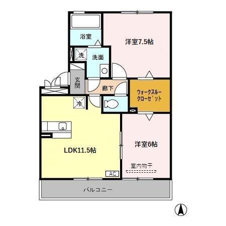 ウエスト ミエール　Ａ（102） 間取り図画像