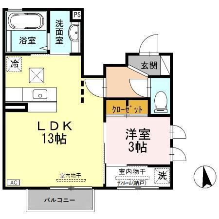 Villa courage（ｳﾞｨﾗ･ｸﾗｰｼﾞｭ）（102） 間取り図画像
