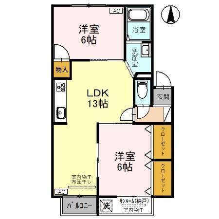 プレジールビューラ　A（203） 間取り図画像