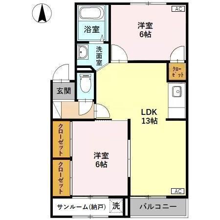 プレジールビューラ　A（205） 間取り図画像