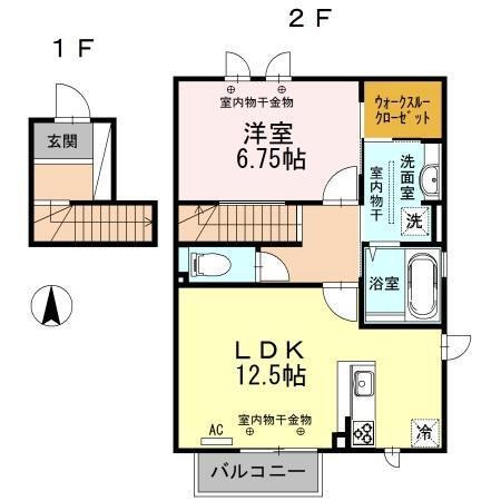 Bella　Luna(ﾍﾞﾗ　ﾙｰﾅ)　B（206） 間取り図画像