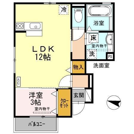 Lagrus（ﾗｸﾞﾗｽ）　B棟（103） 間取り図画像