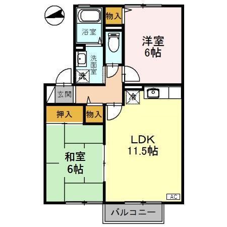 エスペランスK・I　B棟（206） 間取り図画像