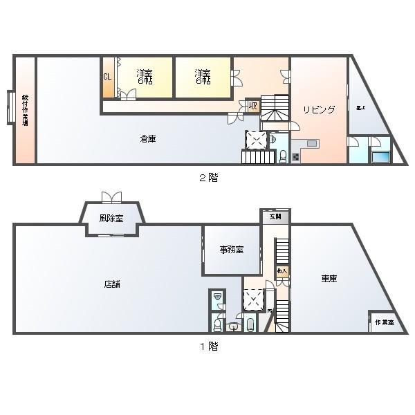 小松市御館町売り住宅付き店舗 間取り図画像