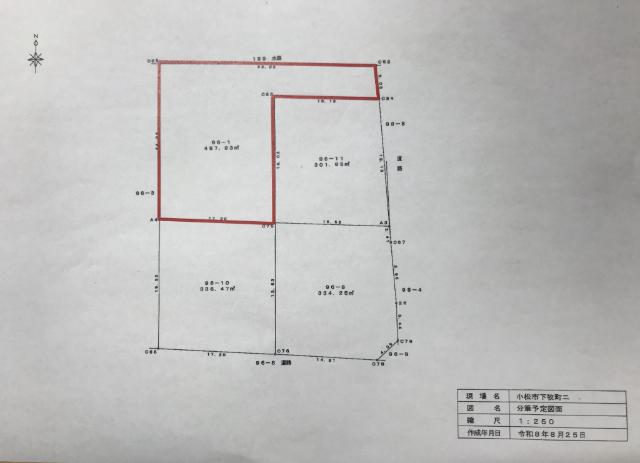 小松市下牧町分譲（A1号地）の土地 区画図